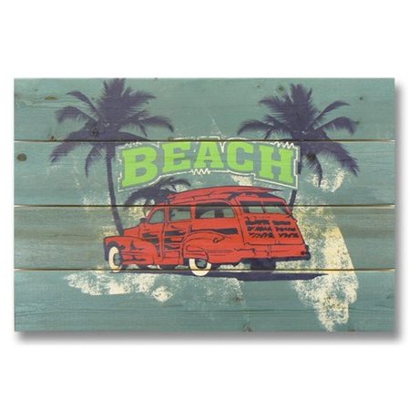 WILE E. WOOD 14 x 20 Red Beach Woodie Wood Art WI86831